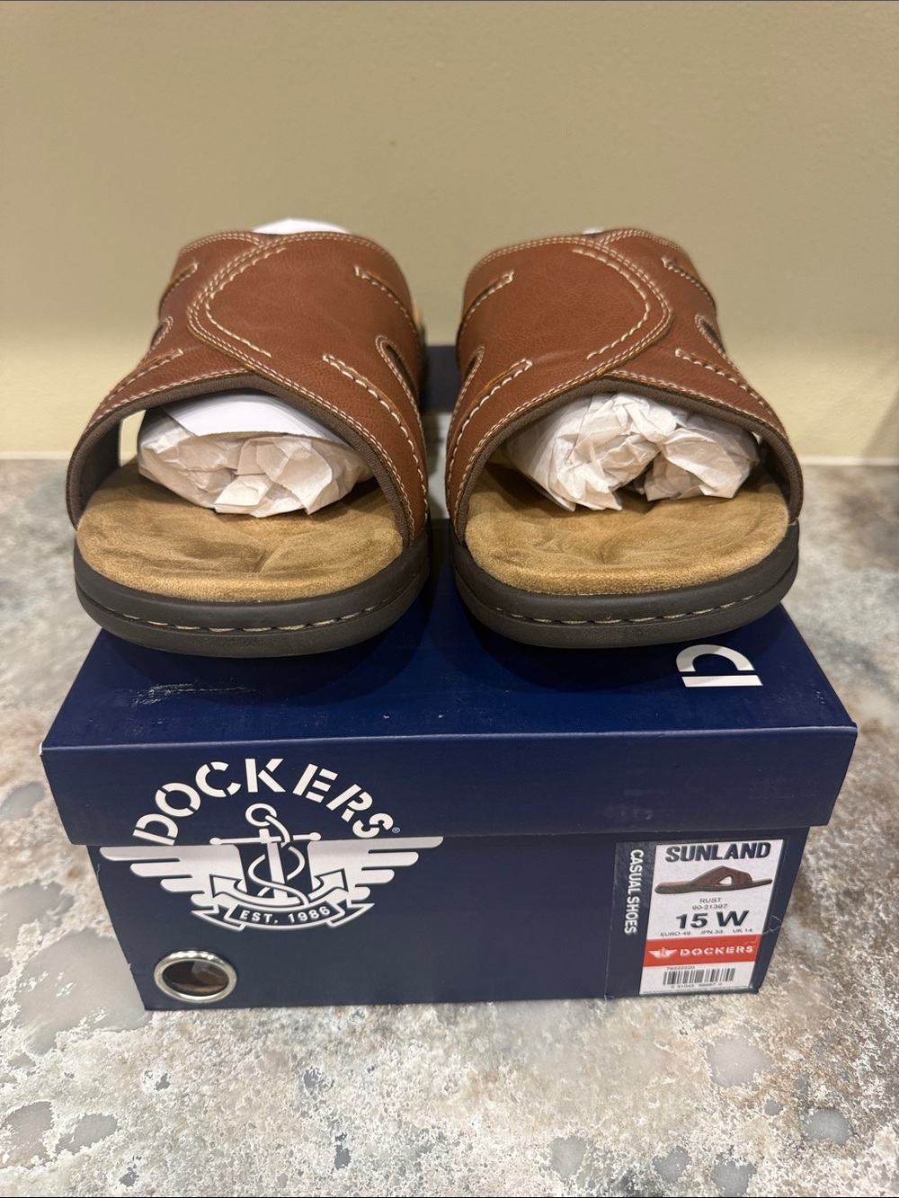 Dockers Tan/Brown Men's Open-Toe Slide Sandals